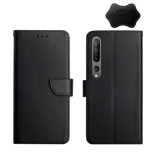 

For Xiaomi Mi 10 Genuine Leather Fingerprint-proof Horizontal Flip Phone Case(Black)