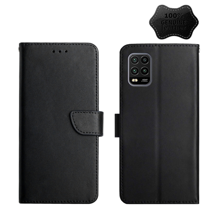 

For Xiaomi Mi 10 Youth Genuine Leather Fingerprint-proof Horizontal Flip Phone Case(Black)