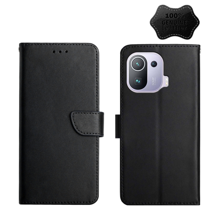 

For Xiaomi Mi 11 Pro Genuine Leather Fingerprint-proof Horizontal Flip Phone Case(Black)