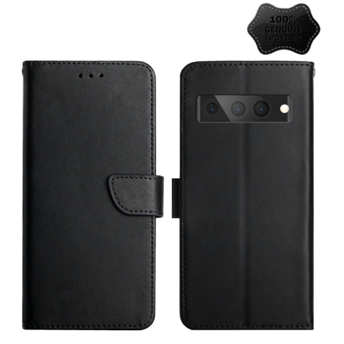 

For Google Pixel 7 Pro Genuine Leather Fingerprint-proof Horizontal Flip Phone Case(Black)