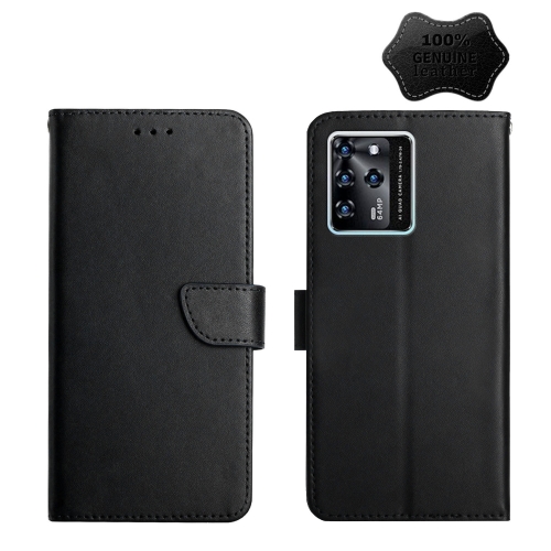 

For ZTE Blade V30 Genuine Leather Fingerprint-proof Horizontal Flip Phone Case(Black)