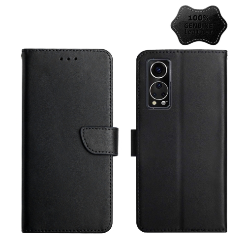 

For ZTE Axon 30 Genuine Leather Fingerprint-proof Horizontal Flip Phone Case(Black)