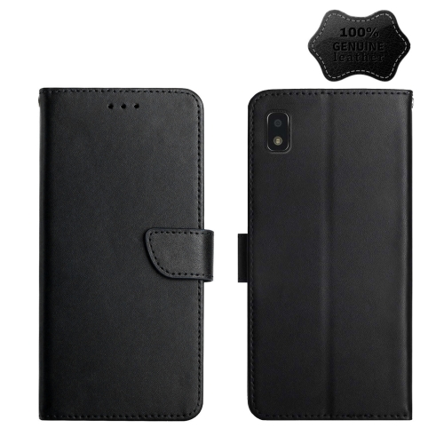 

For ZTE Blade L210 Genuine Leather Fingerprint-proof Horizontal Flip Phone Case(Black)