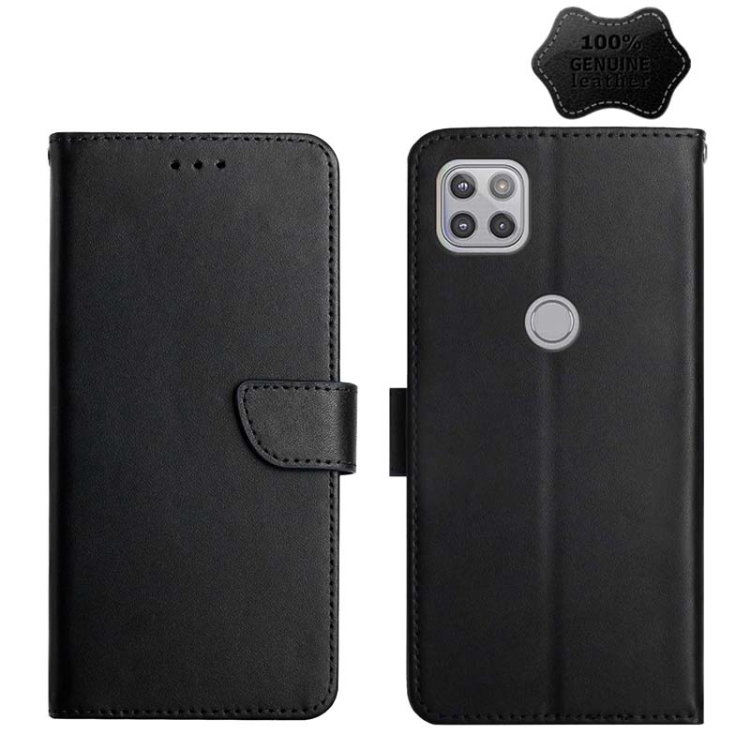 

For Motorola Moto G 5G Genuine Leather Fingerprint-proof Horizontal Flip Phone Case(Black)