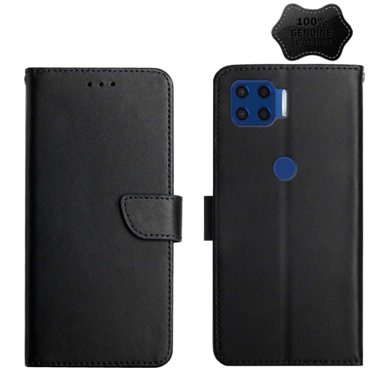 

For Motorola Moto G 5G Plus Genuine Leather Fingerprint-proof Horizontal Flip Phone Case(Black)