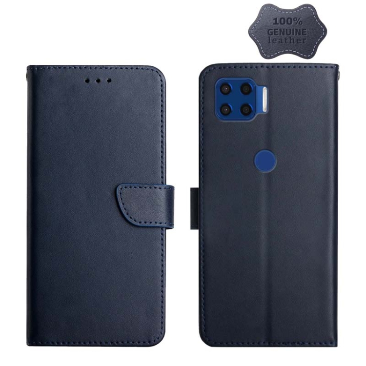 

For Motorola Moto G 5G Plus Genuine Leather Fingerprint-proof Horizontal Flip Phone Case(Blue)