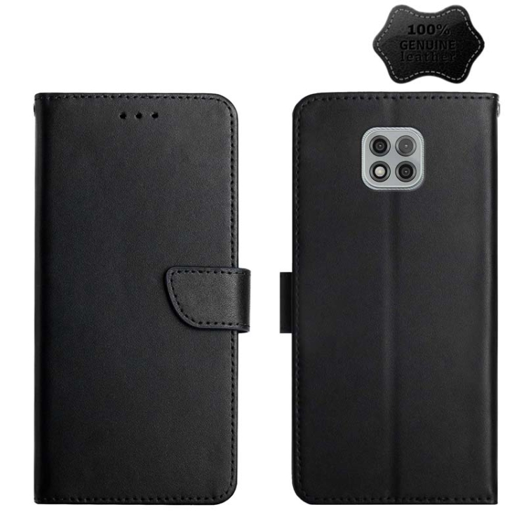 

For Motorola Moto G Power 2021 Genuine Leather Fingerprint-proof Horizontal Flip Phone Case(Black)