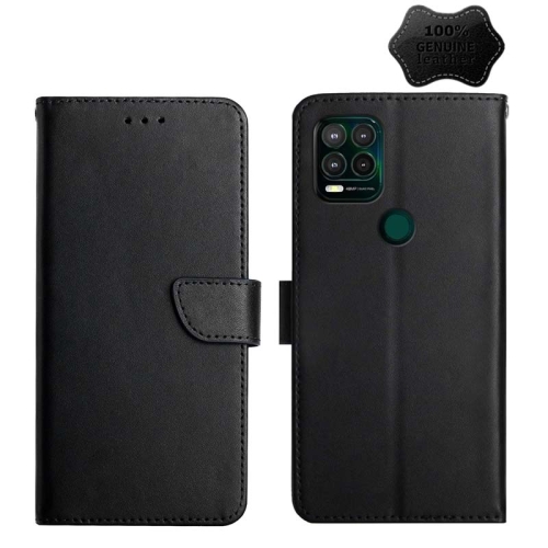 

For Motorola Moto G Stylus 5G Genuine Leather Fingerprint-proof Horizontal Flip Phone Case(Black)