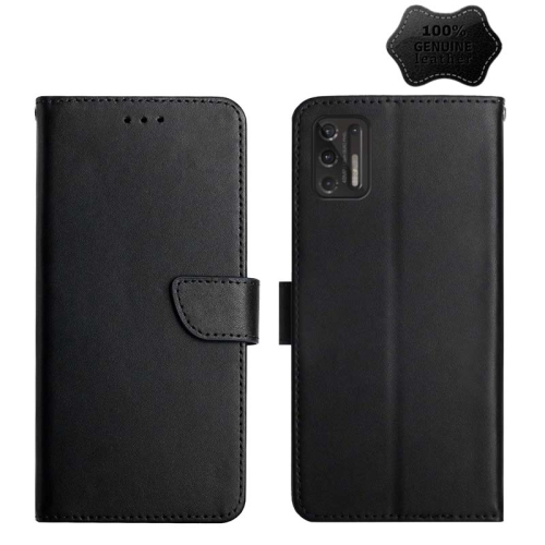 

For Motorola Moto G Stylus 2021 Genuine Leather Fingerprint-proof Horizontal Flip Phone Case(Black)