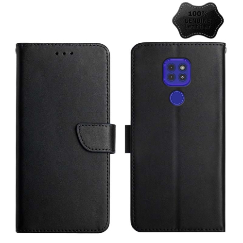 

For Motorola Moto G9 Genuine Leather Fingerprint-proof Horizontal Flip Phone Case(Black)