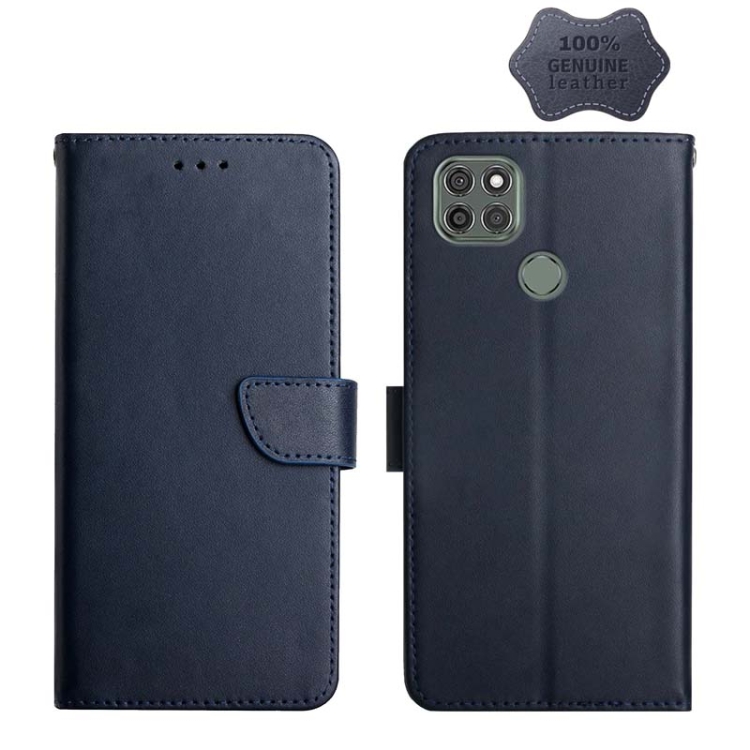 

For Motorola Moto G9 Power Genuine Leather Fingerprint-proof Horizontal Flip Phone Case(Blue)