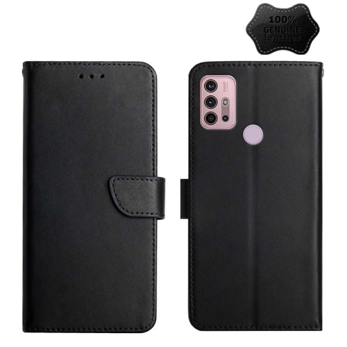 

For Motorola Moto G30 Genuine Leather Fingerprint-proof Horizontal Flip Phone Case(Black)