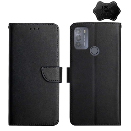 

For Motorola Moto G50 Genuine Leather Fingerprint-proof Horizontal Flip Phone Case(Black)