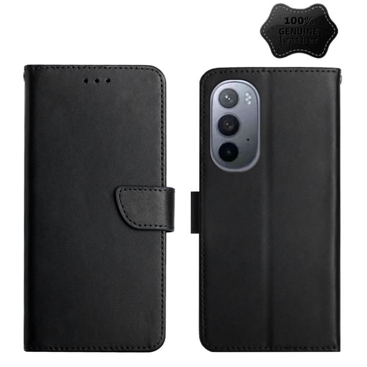 

For Motorola Moto Edge X30 Genuine Leather Fingerprint-proof Horizontal Flip Phone Case(Black)