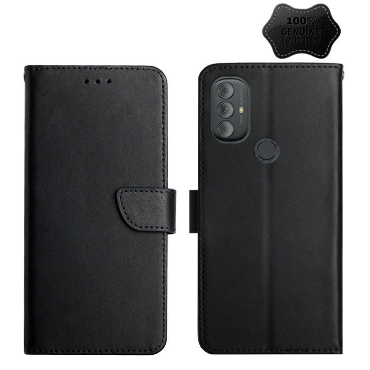 

For Motorola Moto G Power 2022 Genuine Leather Fingerprint-proof Horizontal Flip Phone Case(Black)