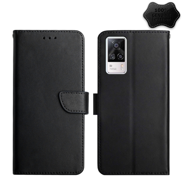 

For vivo S9e Genuine Leather Fingerprint-proof Flip Phone Case(Black)