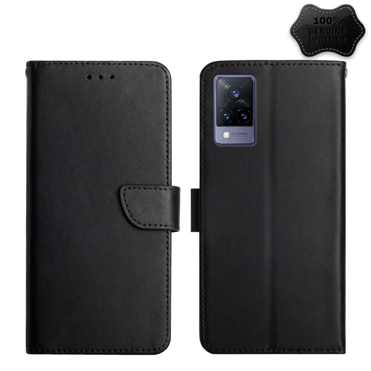 

For vivo V21 5G / 4G Genuine Leather Fingerprint-proof Flip Phone Case(Black)