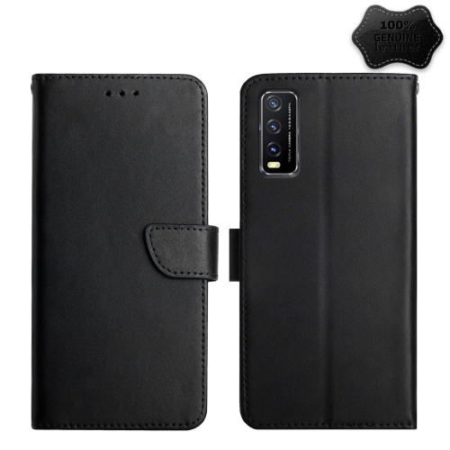 

For vivo Y20 2020 / Y20s / Y20i Genuine Leather Fingerprint-proof Flip Phone Case(Black)