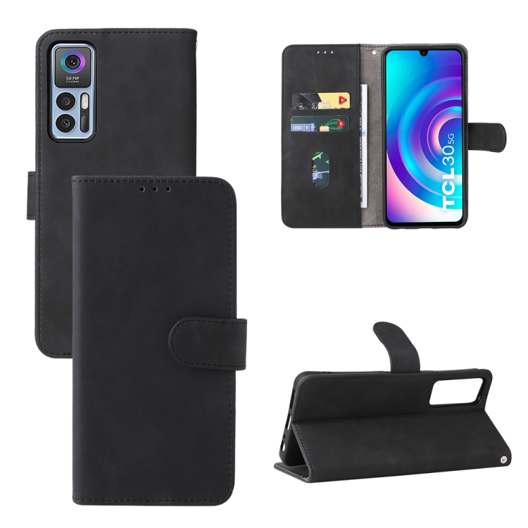 

For TCL 30 5G/30+ 5G Skin Feel Magnetic Flip Leather Phone Case(Black)