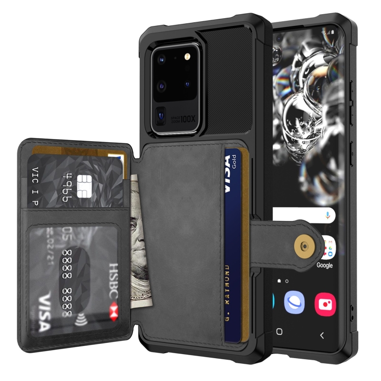 

For Samsung Galaxy S20+ Magnetic Wallet Card Bag Leather Phone Case(Black)