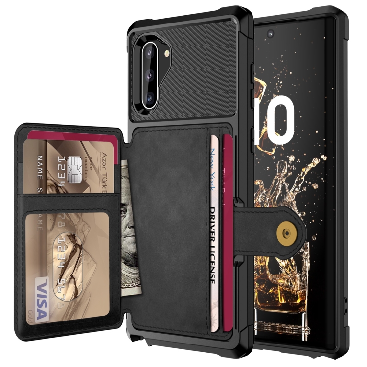 

For Samsung Galaxy Note10 Magnetic Wallet Card Bag Leather Phone Case(Black)