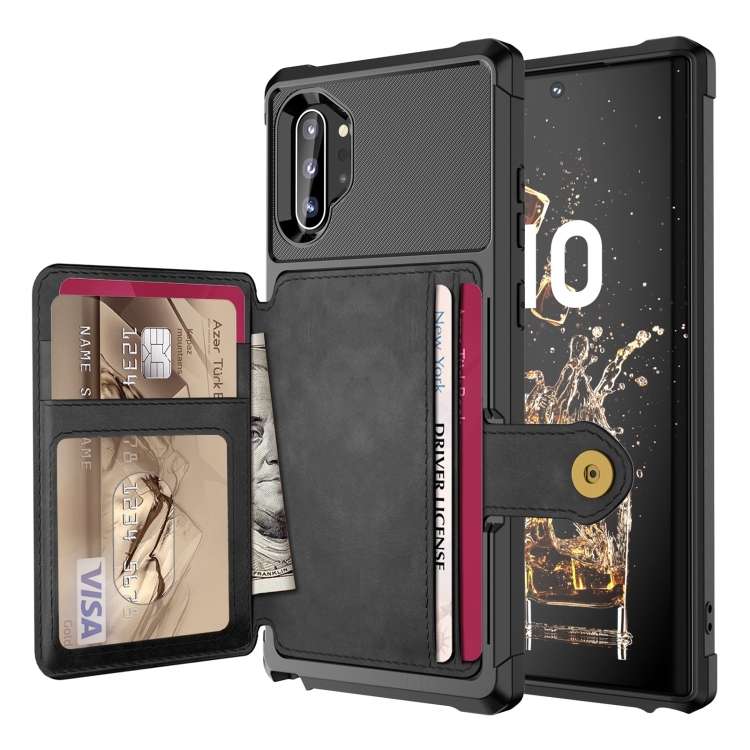 

For Samsung Galaxy Note10+ Magnetic Wallet Card Bag Leather Phone Case(Black)