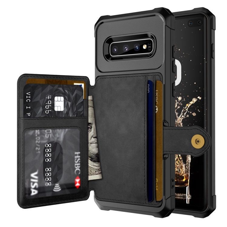 

For Samsung Galaxy S10+ Magnetic Wallet Card Bag Leather Phone Case(Black)