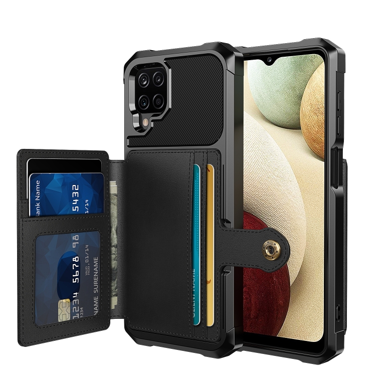 

For Samsung Galaxy A12 Magnetic Wallet Card Bag Leather Phone Case(Black)
