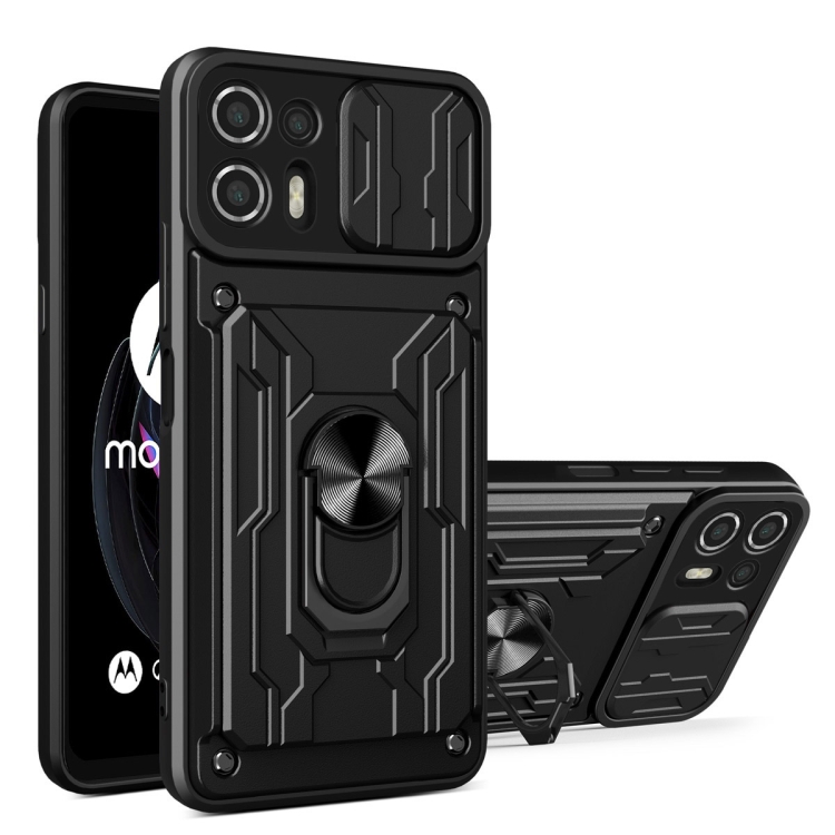 

For Motorola Edge 20 Lite Sliding Camshield Card Phone Case(Black)