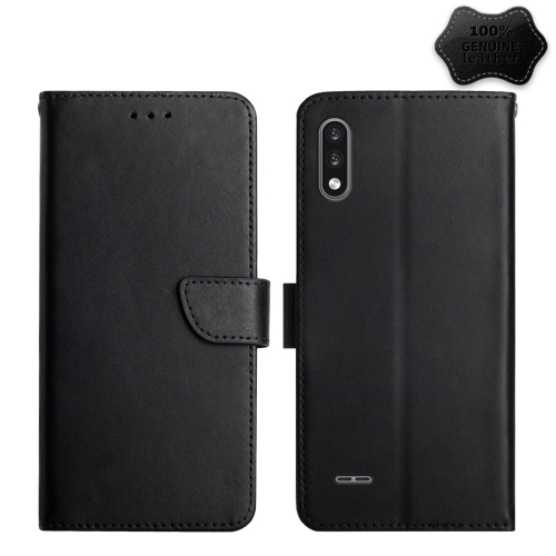 

For LG K22 Genuine Leather Fingerprint-proof Flip Phone Case(Black)