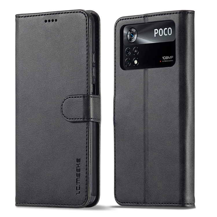 

For Xiaomi Poco M4 Pro LC.IMEEKE Calf Texture Leather Phone Case(Black)