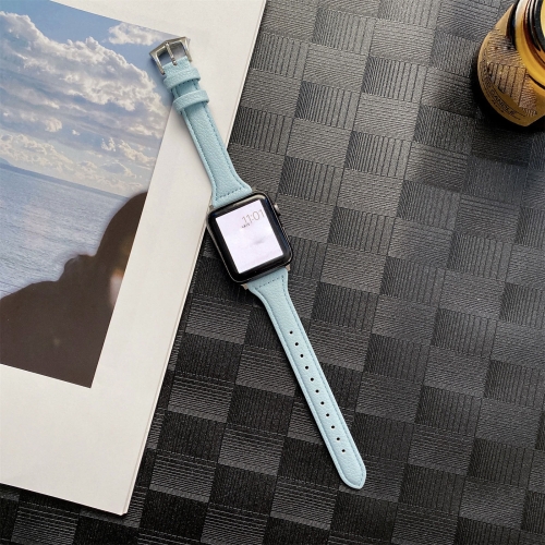 

Small Waist Lychee Texture Watch Band For Apple Watch Series 7 41mm / 6&SE&5&4 40mm / 3&2&1 38mm(Sky Blue)