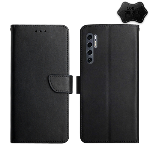 

For TCL 20 Pro 5G Genuine Leather Fingerprint-proof Flip Phone Case(Black)