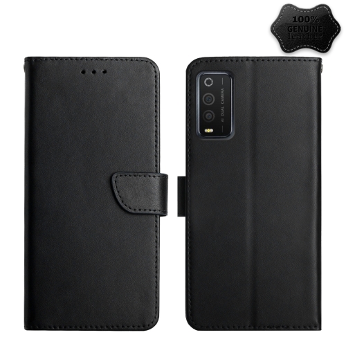 

For TCL 205 Genuine Leather Fingerprint-proof Flip Phone Case(Black)