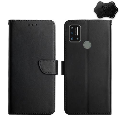 

For UMIDIGI A7 Genuine Leather Fingerprint-proof Flip Phone Case(Black)