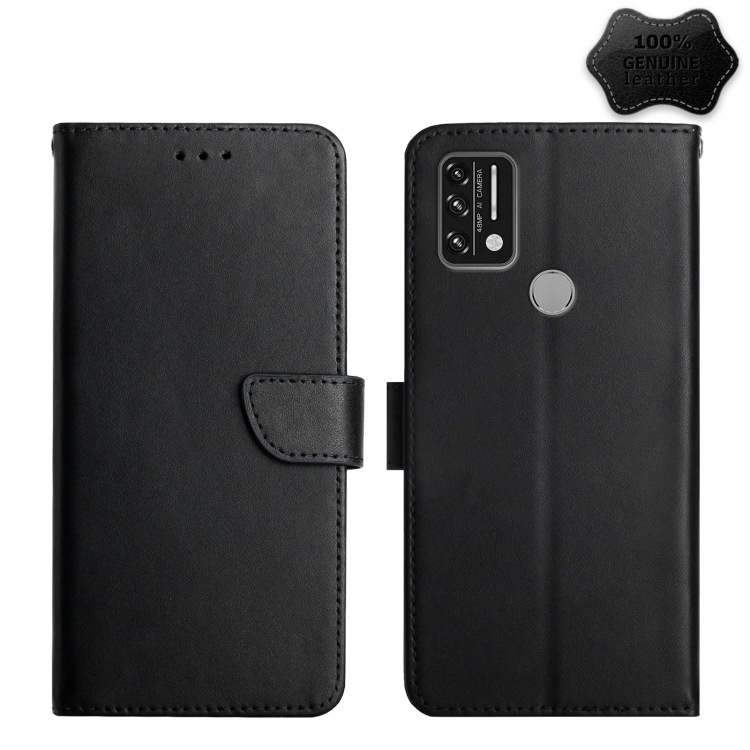 

For UMIDIGI A9 Genuine Leather Fingerprint-proof Flip Phone Case(Black)