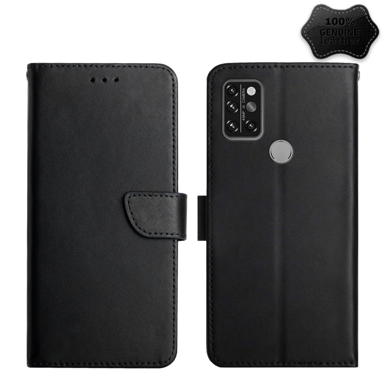 

For UMIDIGI A9 Pro Genuine Leather Fingerprint-proof Flip Phone Case(Black)