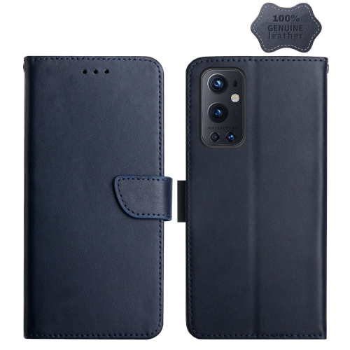 

For OnePlus 9 Pro Genuine Leather Fingerprint-proof Horizontal Flip Phone Case(Blue)