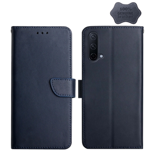 

For OnePlus Nord CE 5G Genuine Leather Fingerprint-proof Horizontal Flip Phone Case(Blue)