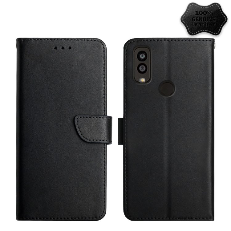 

For Kyocera Android One S9 Genuine Leather Fingerprint-proof Flip Phone Case(Black)