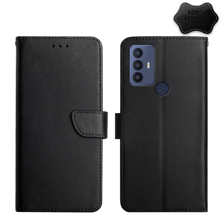 

For Sharp Aquos V6 / V6 Plus Genuine Leather Fingerprint-proof Flip Phone Case(Black)