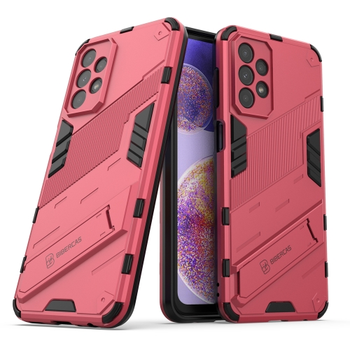 

For Samsung Galaxy A23 Punk Armor 2 in 1 PC + TPU Shockproof Phone Case with Invisible Holder(Light Red)