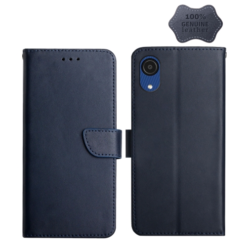 

For Samsung Galaxy A03 Core Genuine Leather Fingerprint-proof Horizontal Flip Phone Case(Blue)