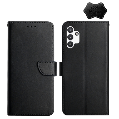 

For Samsung Galaxy A13 Genuine Leather Fingerprint-proof Horizontal Flip Phone Case(Black)