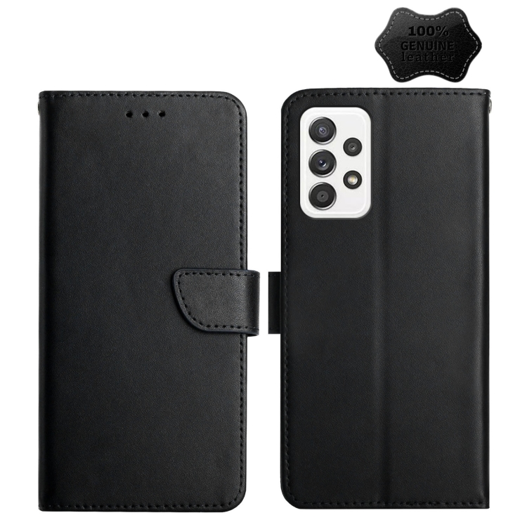 

For Samsung Galaxy A73 5G Genuine Leather Fingerprint-proof Horizontal Flip Phone Case(Black)
