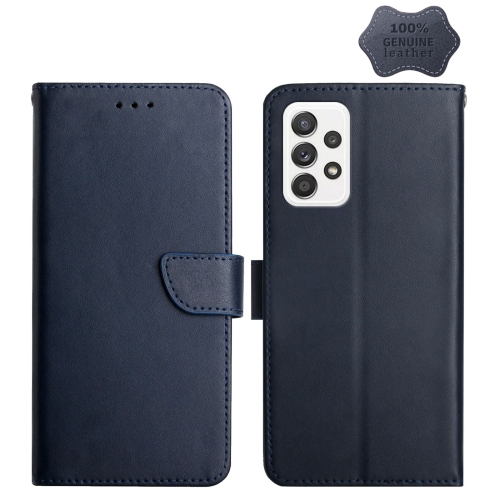 

For Samsung Galaxy A23 Genuine Leather Fingerprint-proof Horizontal Flip Phone Case(Blue)