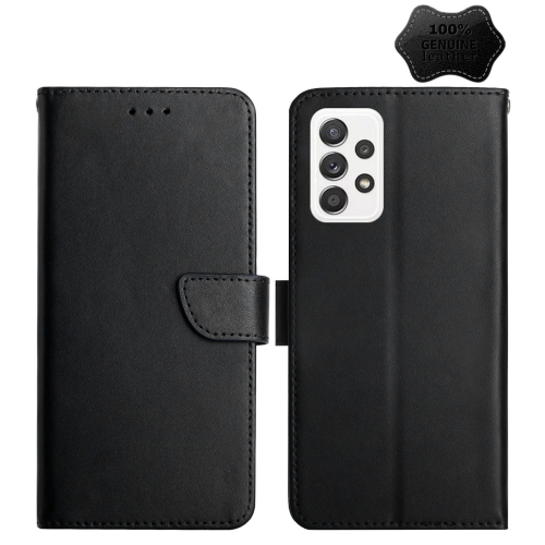 

For Samsung Galaxy A33 5G Genuine Leather Fingerprint-proof Horizontal Flip Phone Case(Black)