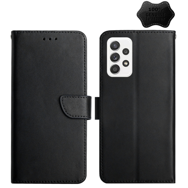 

For Samsung Galaxy A53 5G Genuine Leather Fingerprint-proof Horizontal Flip Phone Case(Black)