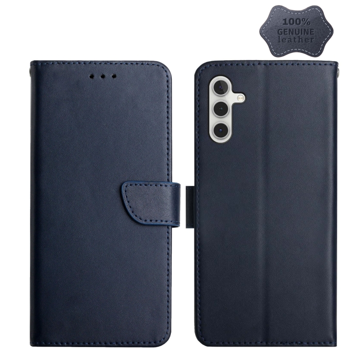 

For Samsung Galaxy A13 5G Genuine Leather Fingerprint-proof Horizontal Flip Phone Case(Blue)