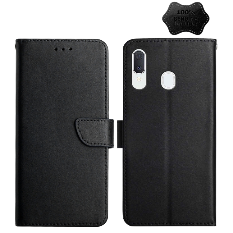 

For Samsung Galaxy A20e Genuine Leather Fingerprint-proof Horizontal Flip Phone Case(Black)
